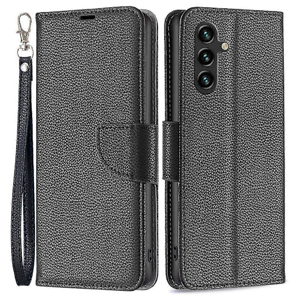 För Samsung Galaxy A15 4G Fodral Litchi Textur PU Läder Plånbok Mobiltelefon Skydd Multicolor Style A