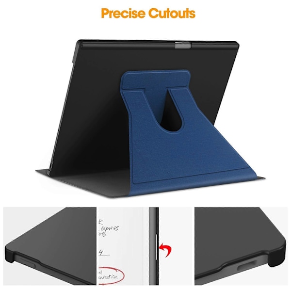 Til ReMarkable Paper Pro Etui Frontstøtte 360 Graders Roterende Stativ PC+PU Læder E-Reader Cover Multicolor Navy Blue