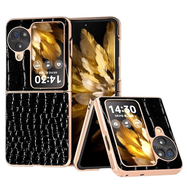 Skal för Oppo Find N3 Flip 5G Krokodiltextur Äkta Läder+PC Mobilskal Multicolor Style A