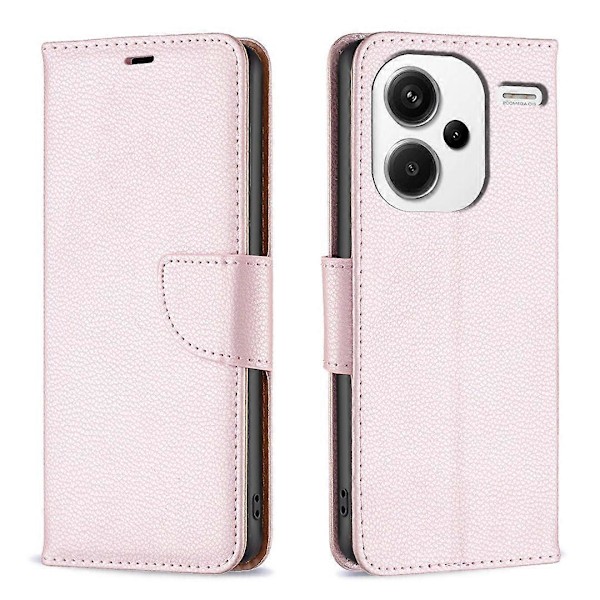 Til Xiaomi Redmi Note 13 Pro+ 5G Wallet Case PU Læder Litchi Tekstur Flip Telefon Cover Multicolor Rose Gold