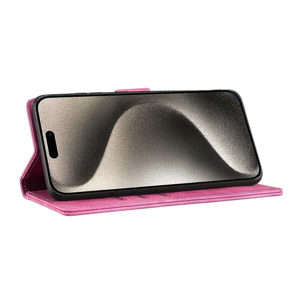 Til iPhone 16 Pro Max Cover Hjerte Kat Foldbart Stativ PU Læder Telefon Cover - Grøn Multicolor Rose