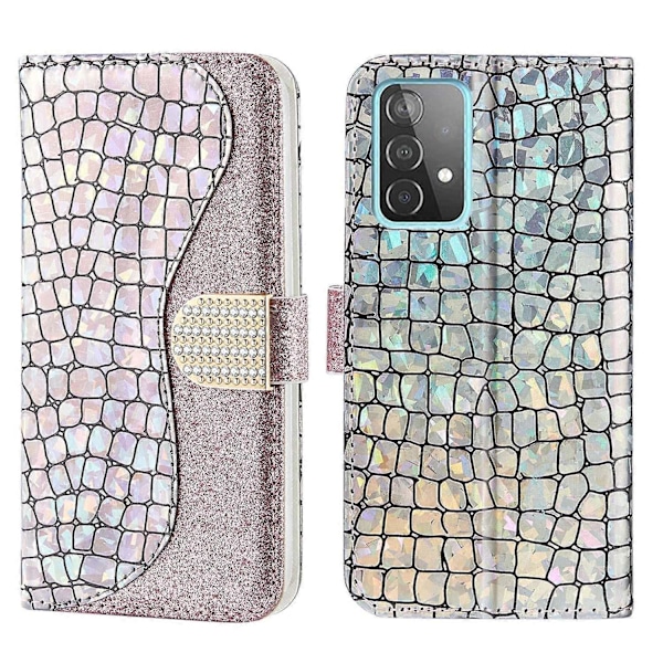 Glittrigt Pulver Skarvning Plånboksställ Läder Telefonskal Fodral för Samsung Galaxy A52 4G/5G/A52s 5G