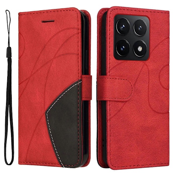 KT Læder Serie-1 Til Xiaomi 14T Læder Etui Farvesplejsning Telefon Cover Wallet Stand Multicolor Style D