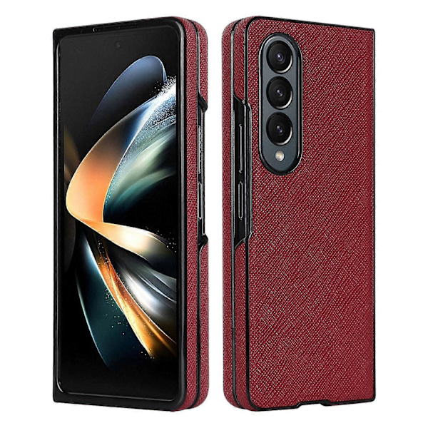 Samsung Galaxy Z Fold4 5G Iskunkestävä Puhelinkotelo PU-nahka+PC Ristikkäiskuvioitu Suojus Multicolor Style B
