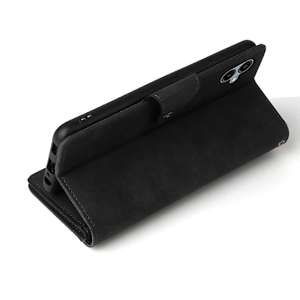 Til Samsung Galaxy A06 Etui Lynlås Pung Læder Støtteben Telefon Cover Nittedekor Multicolor Style C