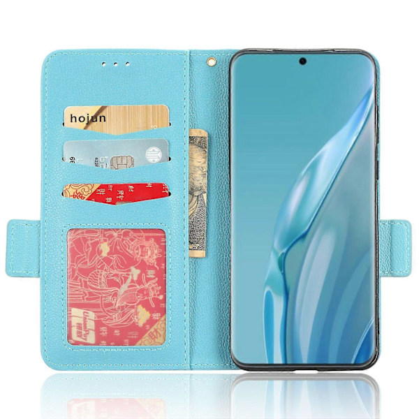 Litsi-kuvioinen nahkakotelo Huawei P60 Art -puhelimelle, naarmuuntumaton, jalustalla ja lompakkotoiminnolla Multicolor Style F
