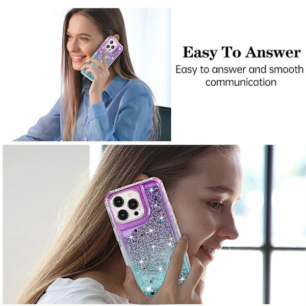 Til iPhone 13 Pro 6,1 tommer mobiltelefonetui TPU+PC Anti-drop Gradient Flydende Kviksandsskal Multicolor Purple+Light Blue