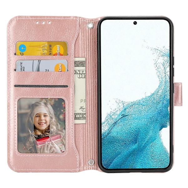 Til Samsung Galaxy S23 FE Etui Lynlås Pung PU Læder Støtteben Mobiltelefon Cover med 2 Stropper Multicolor Style D