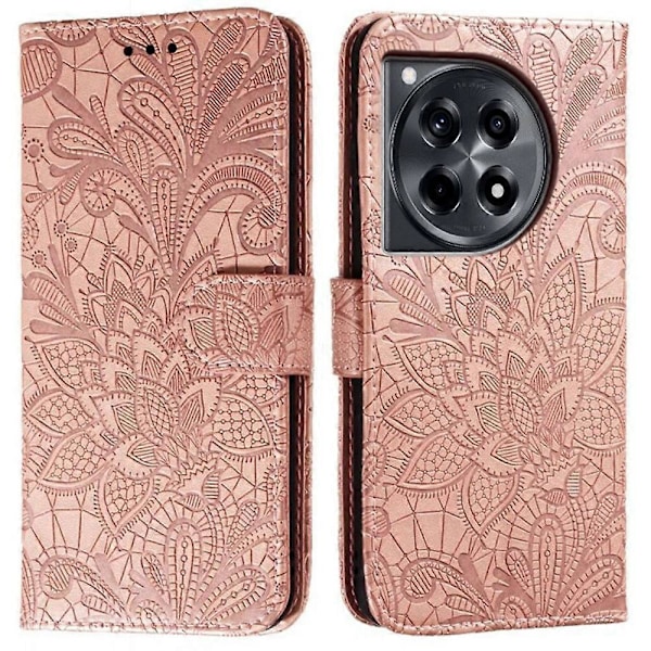 Til OnePlus Ace 3 5G Etui Blonde Blomster PU Læder Flip Wallet Telefon Cover - Grå Multicolor Rose Gold
