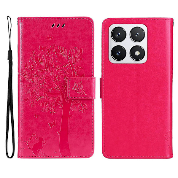 KT Imprinting Flower Series-3 Fodral för Xiaomi 14T Pro Katt Träd Mönster Flip Läder Telefonskydd Multicolor Style F