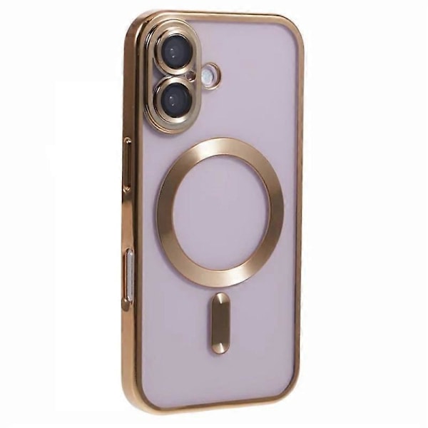 Magnetiskt skal för iPhone 16 Plus WANLONFENG Elektropläterat TPU-skal med linsskydd + 2 st härdat glas Multicolor Gold