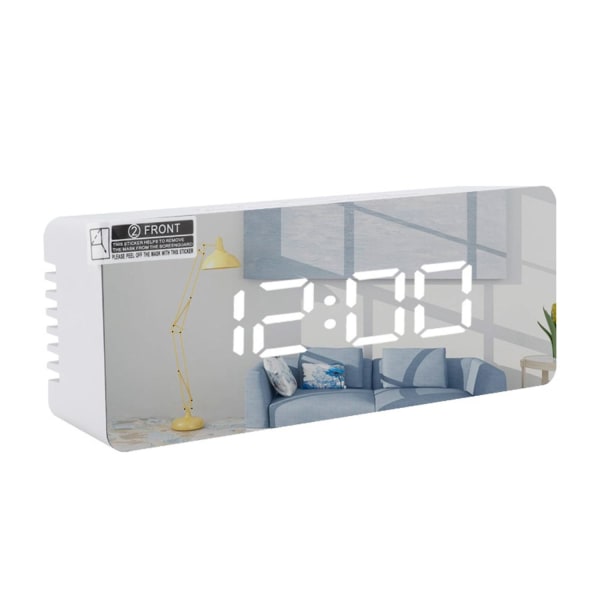 Rektangulær Firkantet Multifunktionel LED Display Vækkeur til Hjemmet White