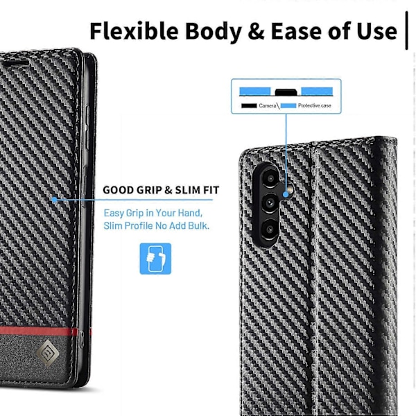 LC.IMEEKE Samsung Galaxy A56 5G -kotelo, hiilikuitukuvioinen puhelinkuori, jalusta, korttipidike Multicolor Horizontal Stripe