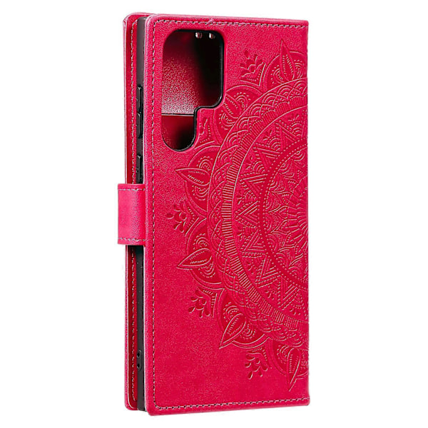 Magnetisk Lås Præget Mandala Blomst Læder Shell Telefonpung Stand Case med Rem