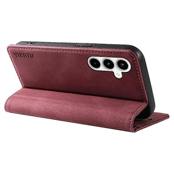 YIKATU YK-004 Starkt Magnetiskt Fodral i PU-Läder Plånboksfodral för Samsung Galaxy A35 5G Multicolor Wine Red