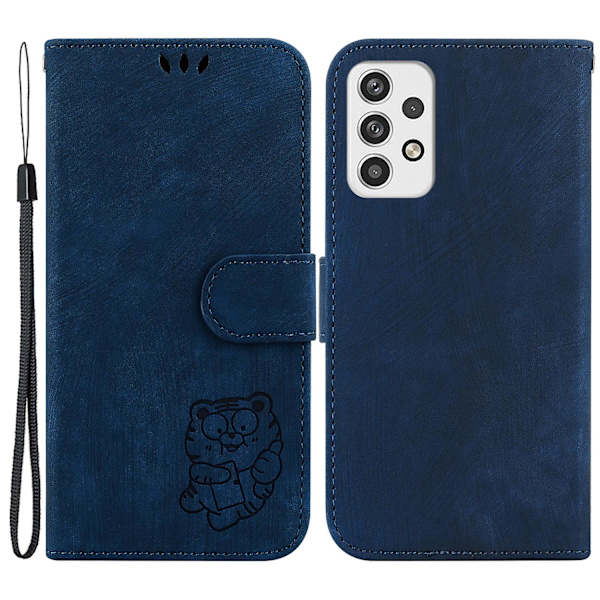 Pu Läder Magnetic Flip Phone case För Samsung Galaxy A33 5g, Stativ Plånboksmönster tryckt cover Dark Blue