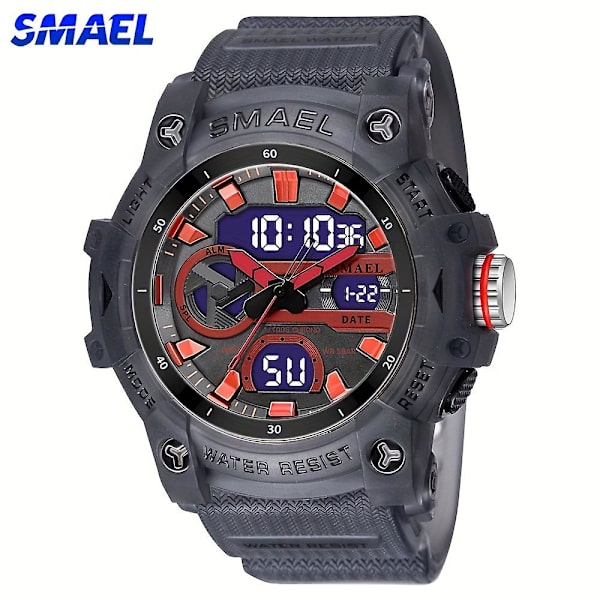 Smael Herrmode Dual Time Display Quartz Armbandsur, Transparent Sport utomhus Vattentät Digitala klockor med Pu-rem Translucent Blue