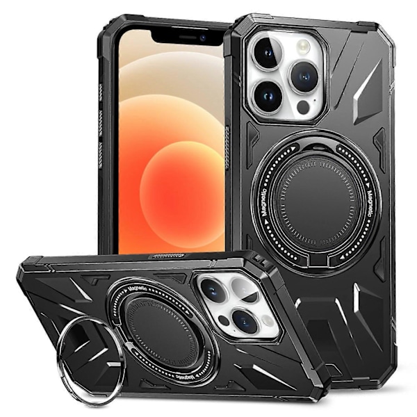 For iPhone 12 Pro Max 6.7 tommer Deksel Magnetisk Anti-fall TPU+PC Støtteben Beskyttende Bakdeksel