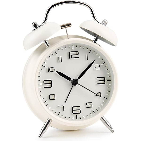Double Bell Väckarklocka med Nattljus, Retro Bell Alarm Clock, Högt larm, Quartz Drive, No Ticki