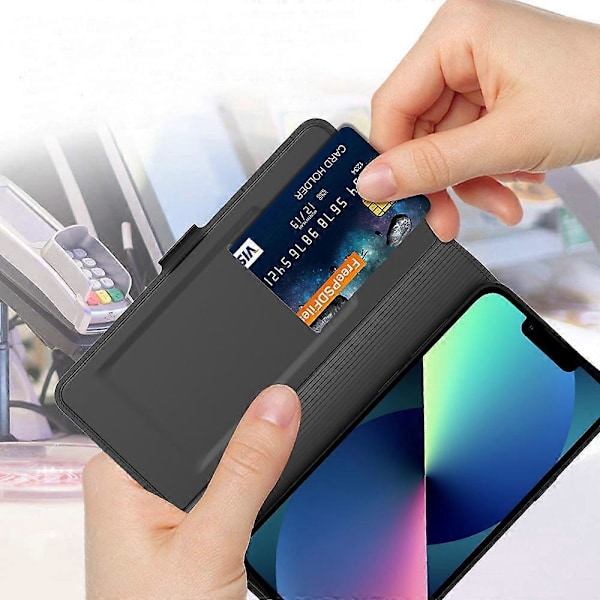 Beskyttelsescover til iPhone 15 Plus PU Læder Stand Kort Slot Telefon Cover Multicolor Style A