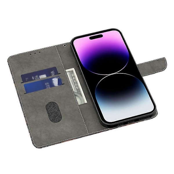 iPhone 16 Plus -lompakkokotelo magneettilukolla ja 3D-kuviollisella nahkapuhelinkuoressa Multicolor Style A