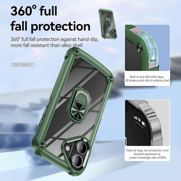 Skal till iPhone 16 Plus med linsskydd i legering, PC+TPU, stativ Multicolor Style F