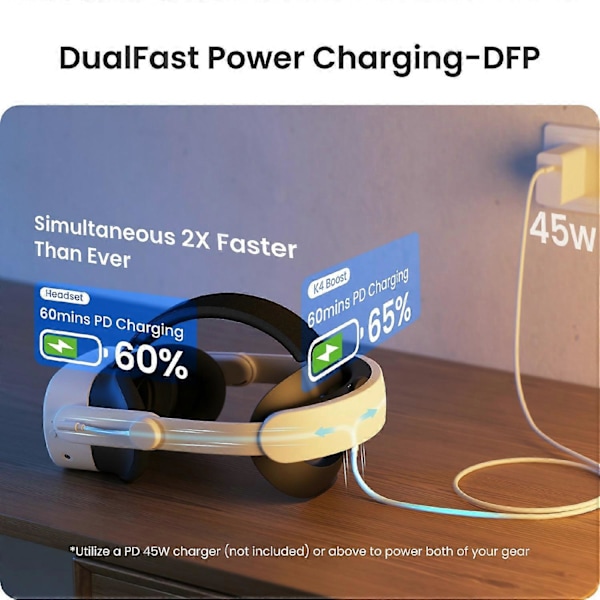KIWI DESIGN K4 Boost BQS02B Hodestropp med Ekstra Batteri og Komfort for Meta Quest 3/3S
