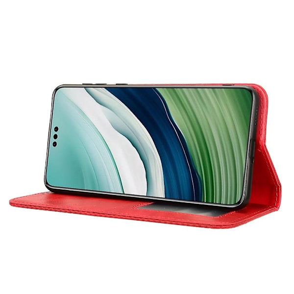 Huawei Mate 60 Retro PU Nahkakotelo Magneettinen Automaattisesti Imevä Lompakkoteline Puhelinkotelo Red