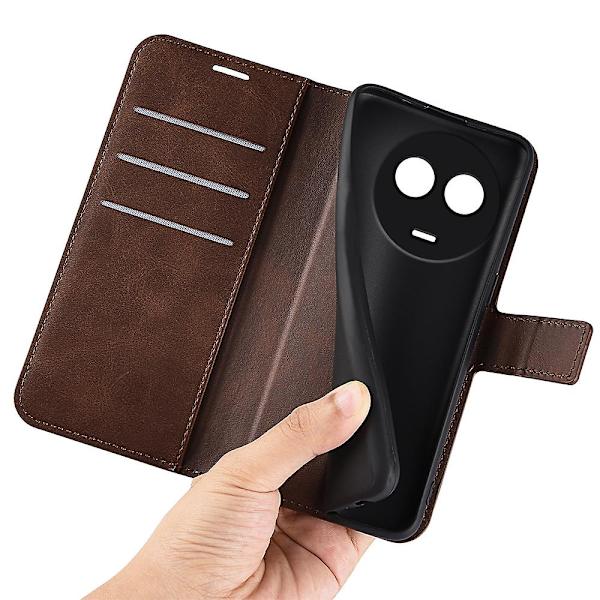 För Realme 11x 5g Phone case Plånboksställ Pu Läderskal Kalvstruktur Fullt skydd Cover Brown