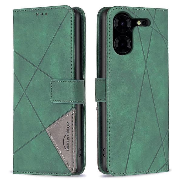 BINFEN COLOR BF05 For TECNO Pova 5 Pro 5G Deksel PU Lær Flip Stativ Telefon Shell - Grå Multicolor Green