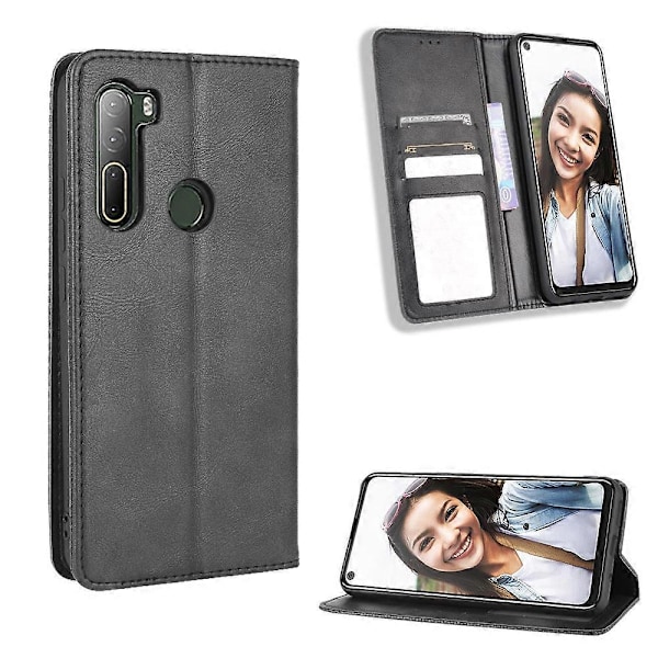 Vintage Stil Tegnebog Læder Stand Case til HTC U20 5G (2020)