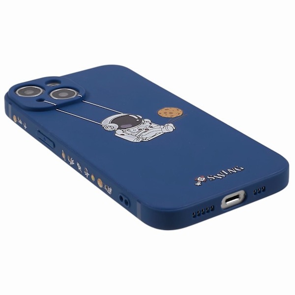 Roligt tecknat Astronaut phone case för Iphone 13, mjukt Tpu reptåligt cover Swing Astronaut Blue
