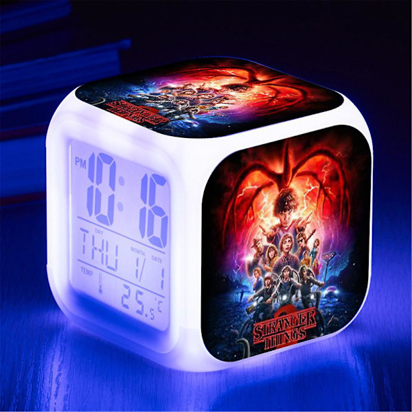 Stranger Things Led Digital väckarklocka 7 färger Ändra nattljus Cubic Alarm Fans Present A
