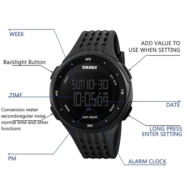 Skmei 1219 Men Multi-function Electronic Watch Blue Blue