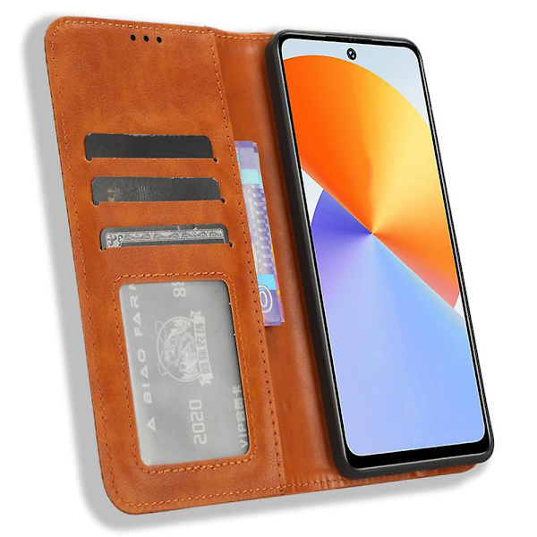 Phone case För Infinix Note 30 Vip 5g X6710 Retro Pu Läderställ Cover Brown