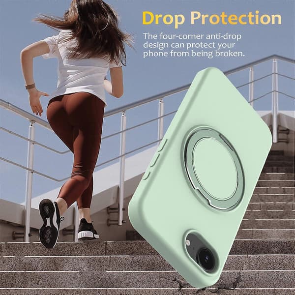 Deksel til iPhone 16e Kompatibelt med MagSafe Stativ PC + Silikon Telefondeksel Multicolor Light Green