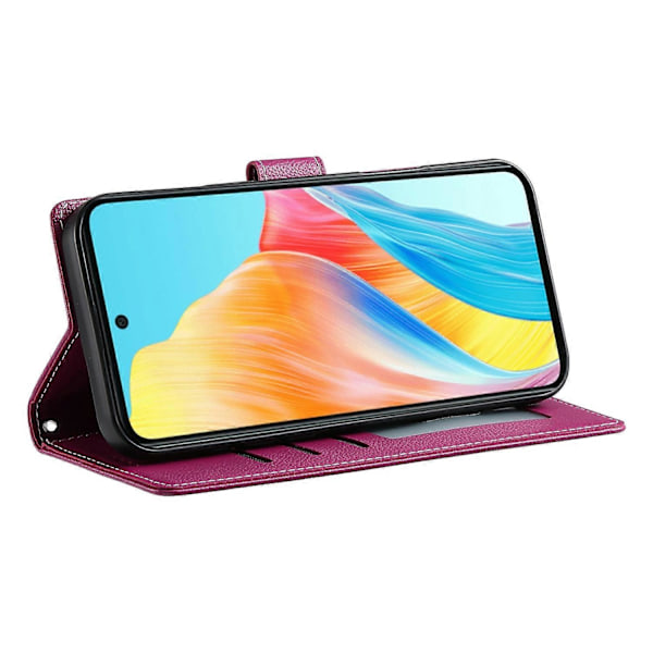 Til Realme 14 5G Stand Case Litchi Tekstur Læder Wallet Telefon Cover Magnetisk Lukning Multicolor Rose