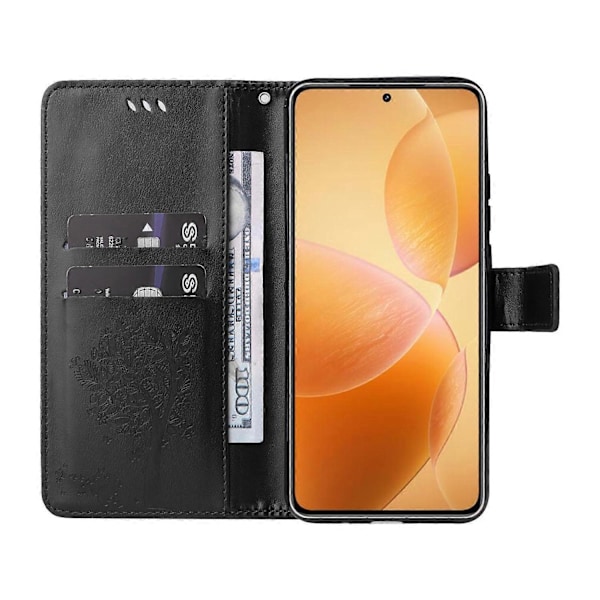 KT Imprinting Flower Series-3 til Xiaomi 14T Pro Etui Katte Træ Mønster Flip Læder Telefon Cover Multicolor Style J