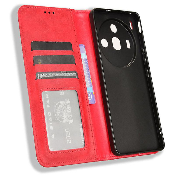 För Zte Nubia Z50s Pro 5g Retro Texture Case Pu Läderställ Magnetisk Flip Cover Red