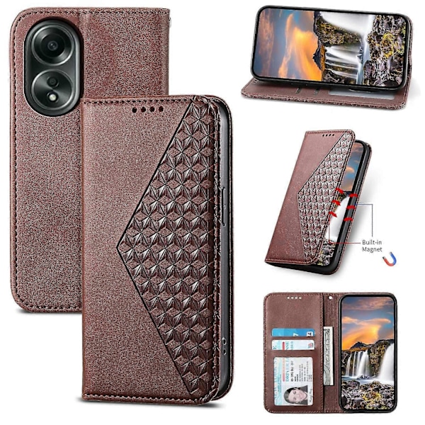 Til Oppo A58 4G Etui Præget PU Læder Telefon Cover med Wallet Stand Multicolor Style F