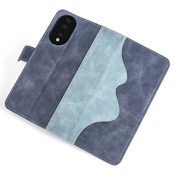 Cover For Honor 80 5g, övergripande täckning Pu Läder Magnetlås Tvåfärgad Design Stativ Phone Case Blue