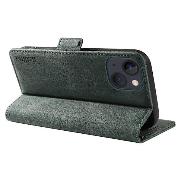 YIKATU YK-005 Skinnkänsla PU Läder Plånboksfodral med Stötsäkert Ställ för iPhone 15 Multicolor Style D