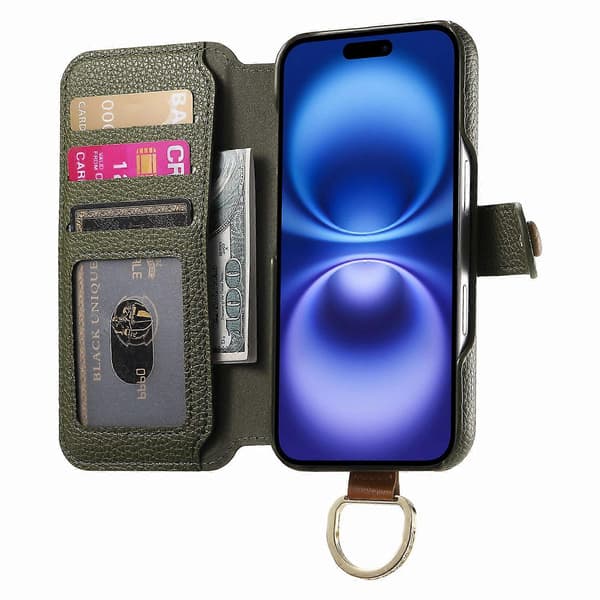 Til iPhone 16 Plus Etui RFID Blokerende Lynlås Pung PU Læder Mobilcover Multicolor Style E