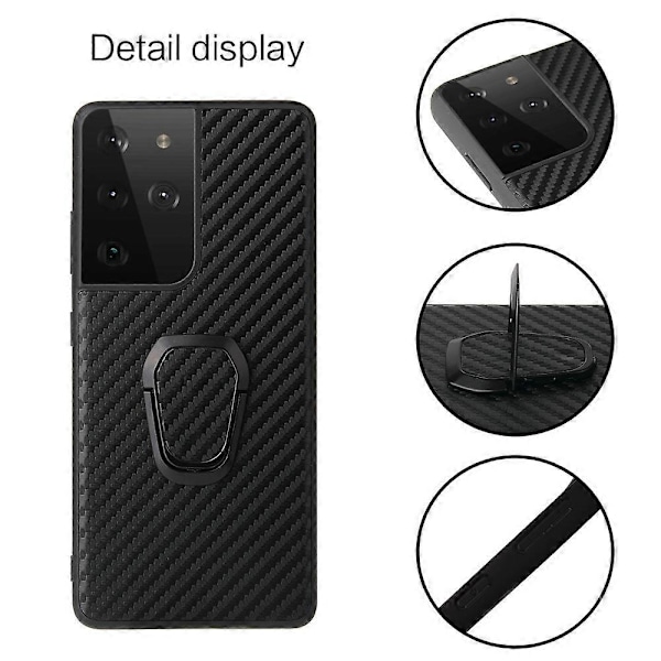 Ringformad Stöd Design Telefonskal Överdrag Belagt med PU-läder för Samsung Galaxy S21 Ultra 5G