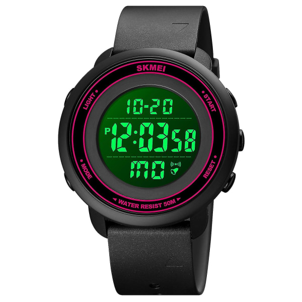 Skmei 1736 Two City Time Digital Display Ectronic Watch Rose Red and Black