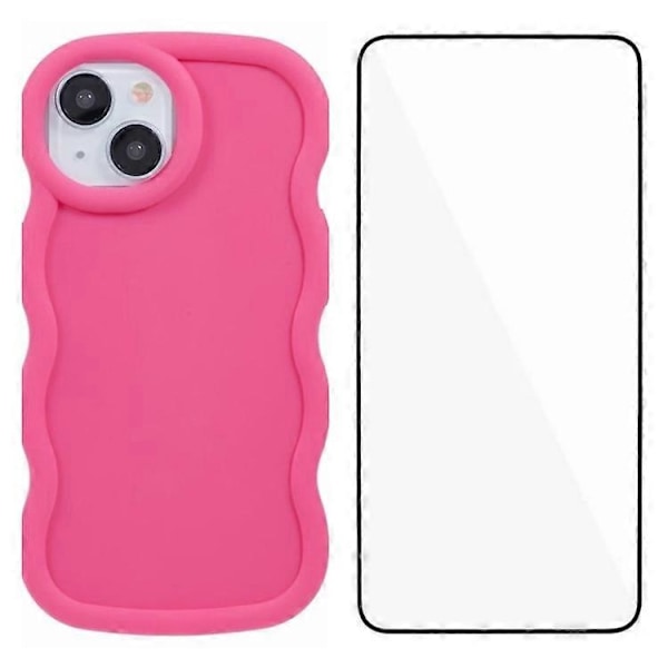 WANLONFENG XL -sarja iPhone 14 -puhelimelle Aaltoileva reunus TPU-kuori karkaistulla lasikalvolla Multicolor Style D