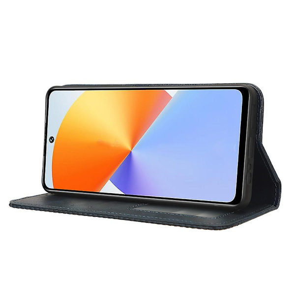 Phone case För Infinix Note 30 Vip 5g X6710 Retro Pu Läderställ Cover Blue