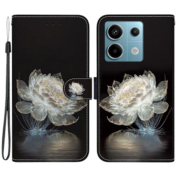 Pung Etui til Xiaomi Redmi Note 13 Pro 5G/Poco X6 5G Telefon Læder Cover Mønster Print Multicolor Crystal Peony