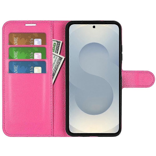 Til Samsung Galaxy S25 Edge Etui Litchi Tekstur Stødsikker Læderpung Telefoncover Multicolor Rose