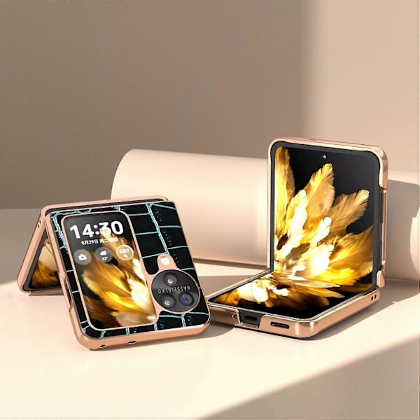 Skal för Oppo Find N3 Flip 5G Krokodiltextur Äkta Läder+PC Mobilskal Multicolor Style B